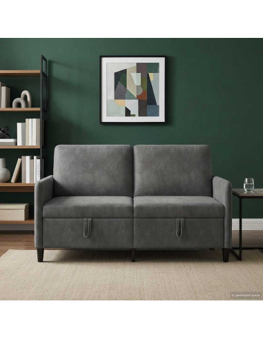 Divano con Storage Grigio Scuro 152 x 78 x 87 cm Poliestere