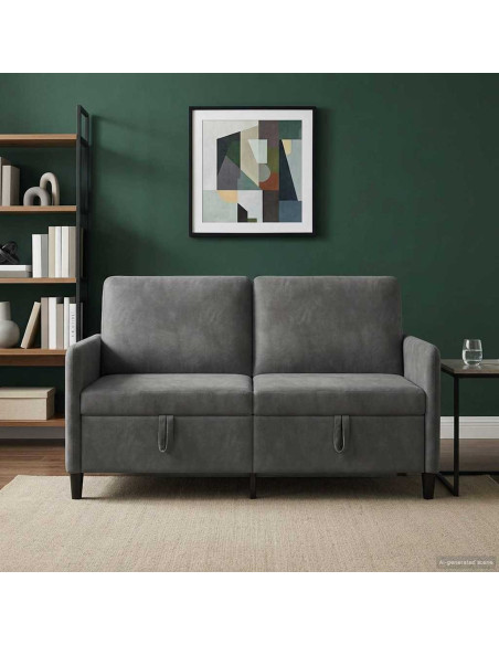 Divano con Storage Grigio Scuro 152 x 78 x 87 cm Poliestere