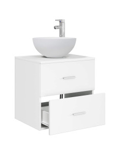 Mobiletto con Lavabo a Parete Bianco 49,5 x 35 x 63 cm 2