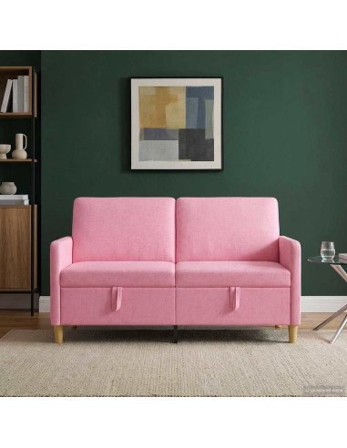 Divano con Storage Rosa 152 x 78 x 87 cm Poliestere