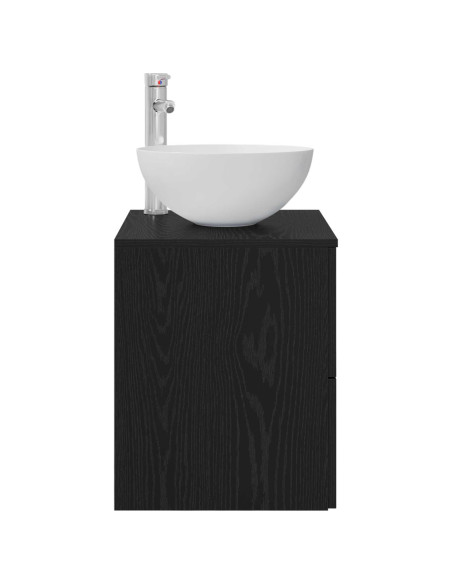 Mobiletto con Lavabo a Parete Rovere Nero 49,5 x 35 x 63 cm