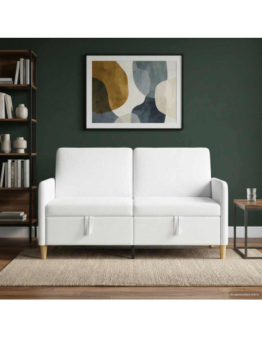 Divano con Storage Bianco 152 x 78 x 87 cm Poliestere