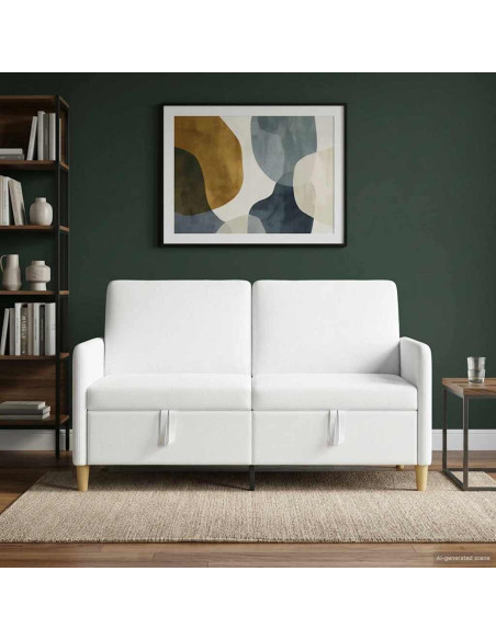 Divano con Storage Bianco 152 x 78 x 87 cm Poliestere