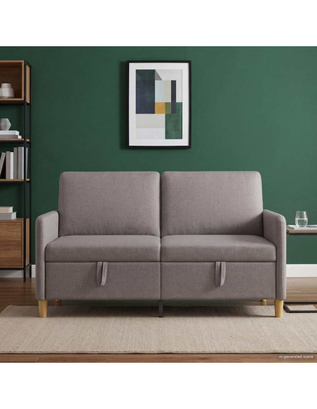 Divano con Storage Tortora 152 x 78 x 87 cm Poliestere