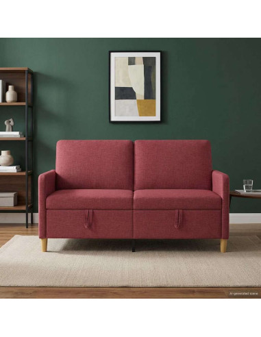 Divano con Storage Rosso Vino 152 x 78 x 87 cm Poliestere