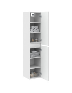 Mobiletto da Bagno a Muro Bianco 33 x 34,5 x 160 cm 2