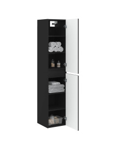 Mobiletto da Bagno a Muro Nero 33 x 34,5 x 160 cm 2