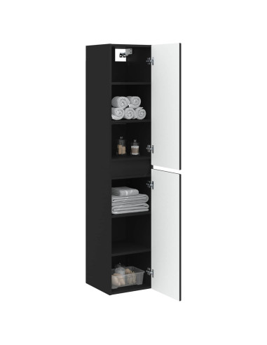 Mobiletto da Bagno a Muro Nero 33 x 34,5 x 160 cm