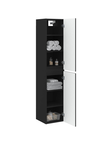Mobiletto da Bagno a Muro Nero 33 x 34,5 x 160 cm