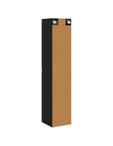 Mobiletto da Bagno a Muro Nero 33 x 34,5 x 160 cm