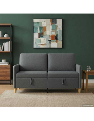 Divano con Storage Grigio Scuro 152 x 78 x 87 cm Poliestere