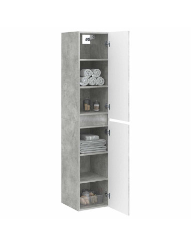 Mobiletto da Bagno a Muro Grigio Cemento 33 x 34,5 x 160 cm