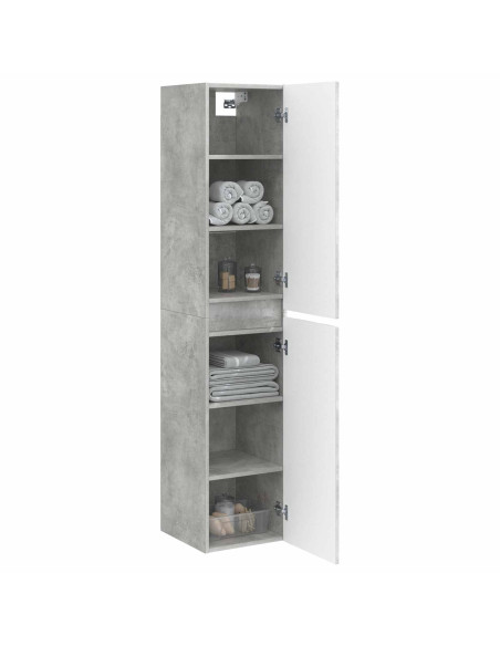 Mobiletto da Bagno a Muro Grigio Cemento 33 x 34,5 x 160 cm