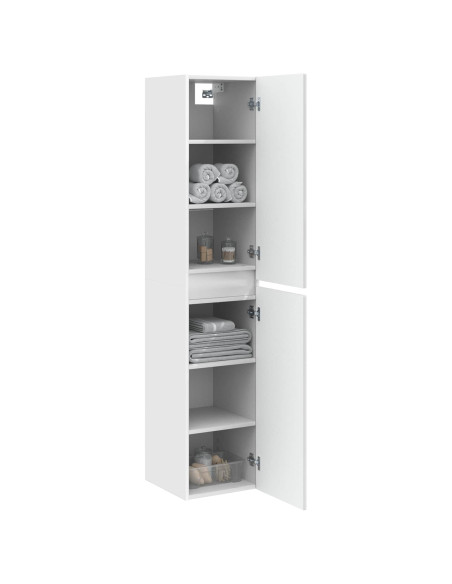 Mobiletto da Bagno a Muro Bianco Lucido 33 x 34,5 x 160 cm