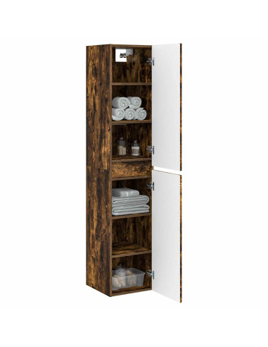Mobiletto da Bagno a Muro Rovere Fumo 33 x 34,5 x 160 cm