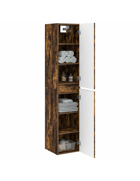 Mobiletto da Bagno a Muro Rovere Fumo 33 x 34,5 x 160 cm