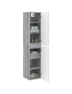 Mobiletto da Bagno a Muro Sonoma grigio 33 x 34,5 x 160 cm 2