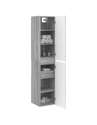 Mobiletto da Bagno a Muro Sonoma grigio 33 x 34,5 x 160 cm