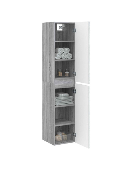 Mobiletto da Bagno a Muro Sonoma grigio 33 x 34,5 x 160 cm