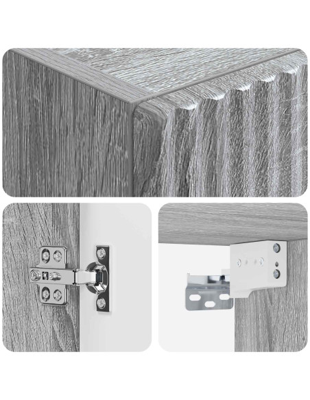 Mobiletto da Bagno a Muro Sonoma grigio 33 x 34,5 x 160 cm