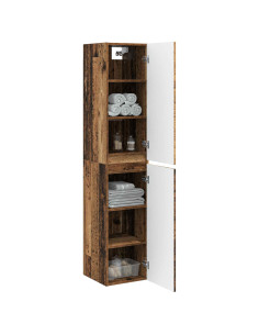 Mobiletto da Bagno a Muro Legno antico 33 x 34,5 x 160 cm 2