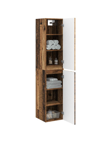 Mobiletto da Bagno a Muro Legno antico 33 x 34,5 x 160 cm