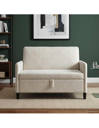 Divano con Storage Crema 122 x 78 x 87 cm Poliestere