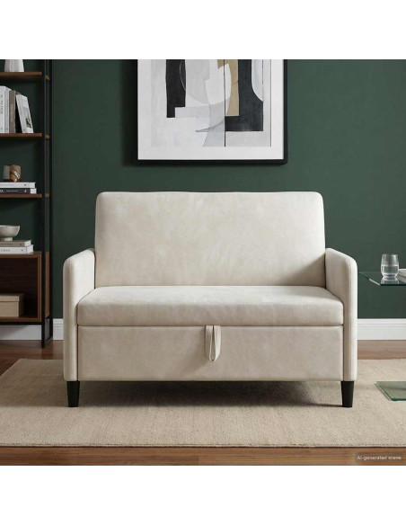 Divano con Storage Crema 122 x 78 x 87 cm Poliestere