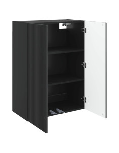 Mobiletto a muro Nero 66 x 34,5 x 90 cm Legno ingegnerizzato 2