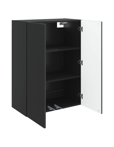 Mobiletto a muro Nero 66 x 34,5 x 90 cm Legno ingegnerizzato