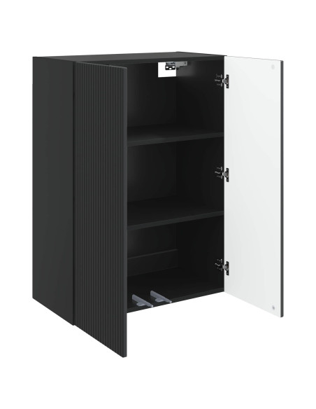 Mobiletto a muro Nero 66 x 34,5 x 90 cm Legno ingegnerizzato