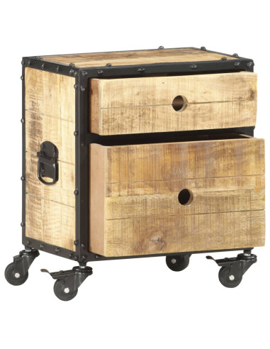 Comodino 40x30x50 cm in Legno Massello di Mango Grezzo