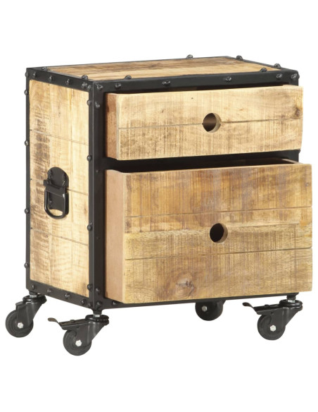 Comodino 40x30x50 cm in Legno Massello di Mango Grezzo