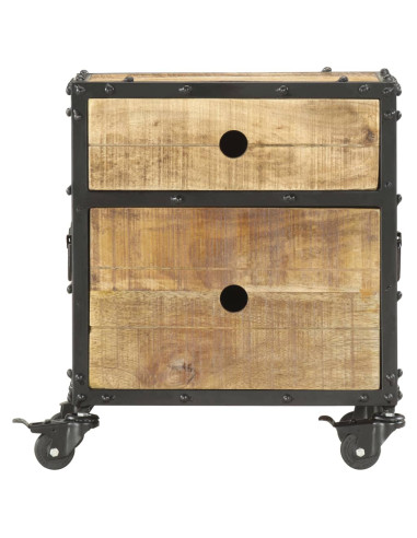 Comodino 40x30x50 cm in Legno Massello di Mango Grezzo