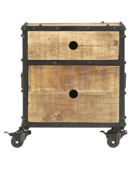 Comodino 40x30x50 cm in Legno Massello di Mango Grezzo