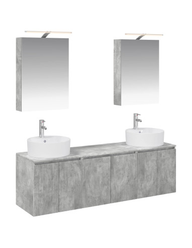 Set di Armadi da Bagno 5 pcs Grigio Cemento