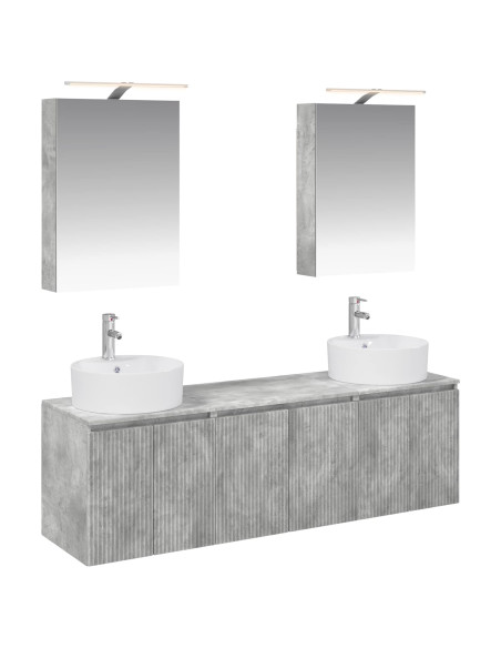 Set di Armadi da Bagno 5 pcs Grigio Cemento