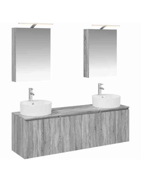 Set di Armadi da Bagno 5 pcs Sonoma grigio Legno ingegnerizzato