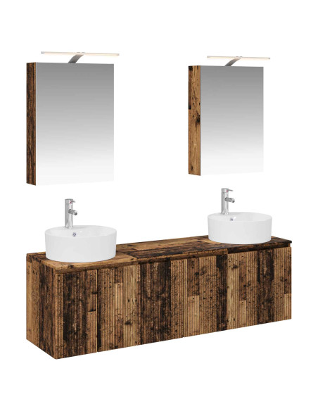Set di Armadi da Bagno 5 pcs Legno antico Legno ingegnerizzato