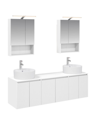 Set di Armadi da Bagno 5 pcs Bianco Legno ingegnerizzato