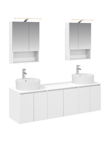 Set di Armadi da Bagno 5 pcs Bianco Legno ingegnerizzato
