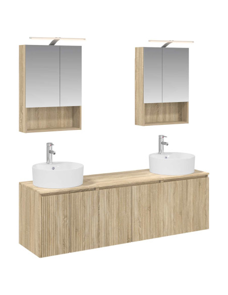 Set di Armadi da Bagno 5 pcs Rovere Sonoma Legno ingegnerizzato