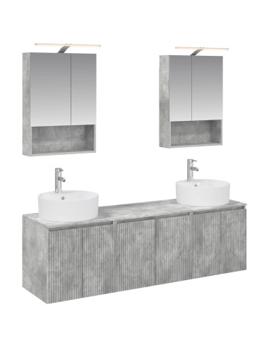 Set di Armadi da Bagno 5 pcs Grigio Cemento