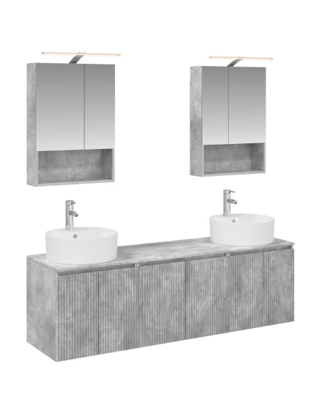 Set di Armadi da Bagno 5 pcs Grigio Cemento