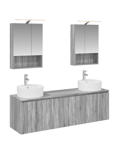 Set di Armadi da Bagno 5 pcs Sonoma grigio Legno ingegnerizzato
