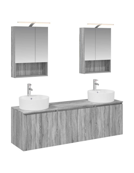 Set di Armadi da Bagno 5 pcs Sonoma grigio Legno ingegnerizzato