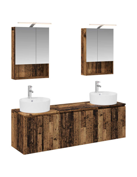 Set di Armadi da Bagno 5 pcs Legno antico Legno ingegnerizzato