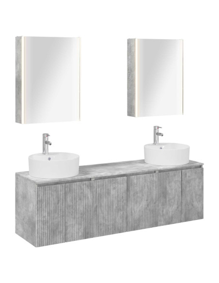 Set di Armadi da Bagno 5 pcs Grigio Cemento