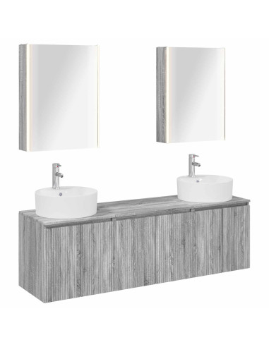 Set di Armadi da Bagno 5 pcs Sonoma grigio Legno ingegnerizzato