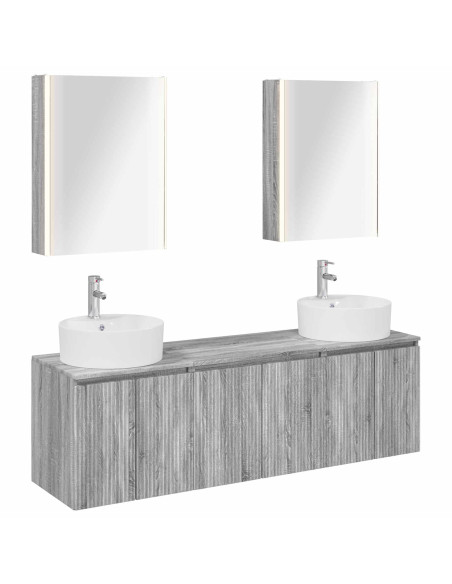 Set di Armadi da Bagno 5 pcs Sonoma grigio Legno ingegnerizzato